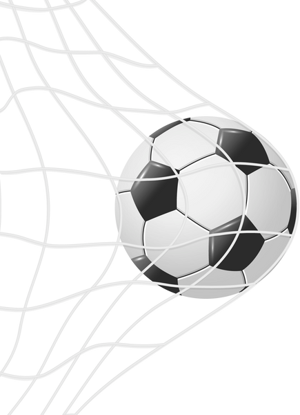 3d realistic soccer ball in goal net